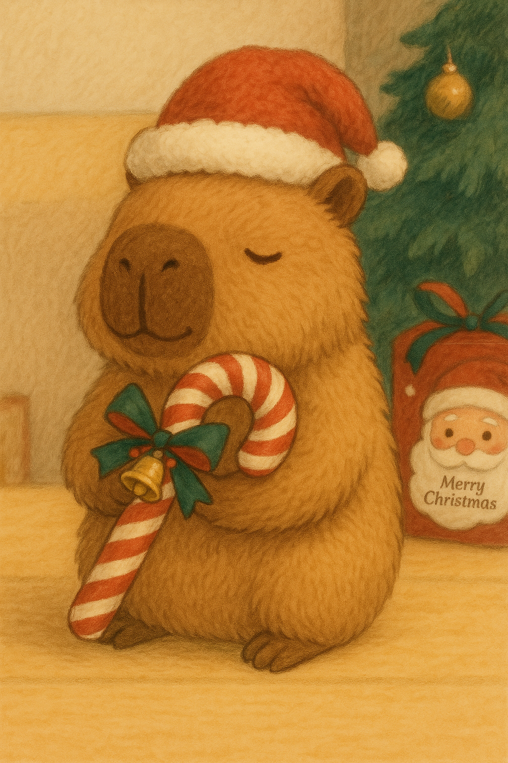 聖誕卡皮巴拉玩偶